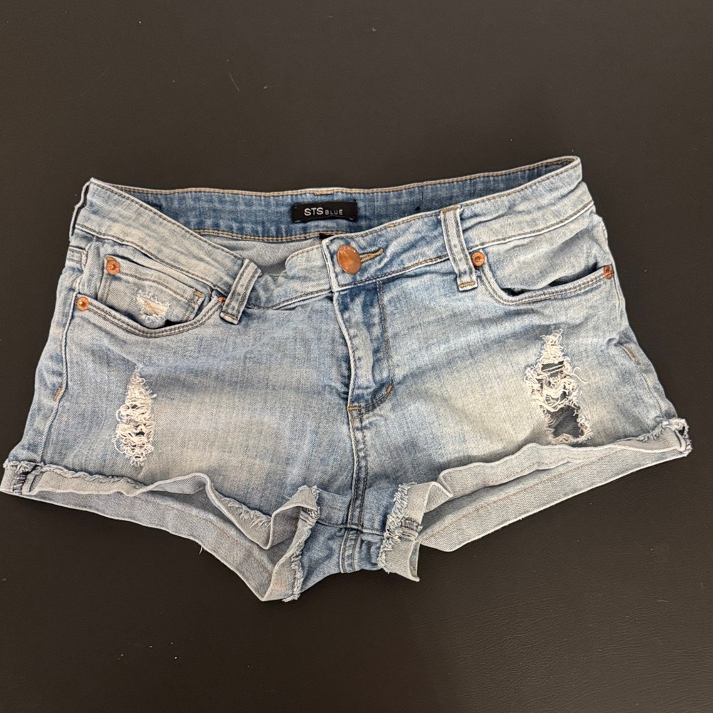 STS Blue Women's Ripped Jean Shorts - Light Blue